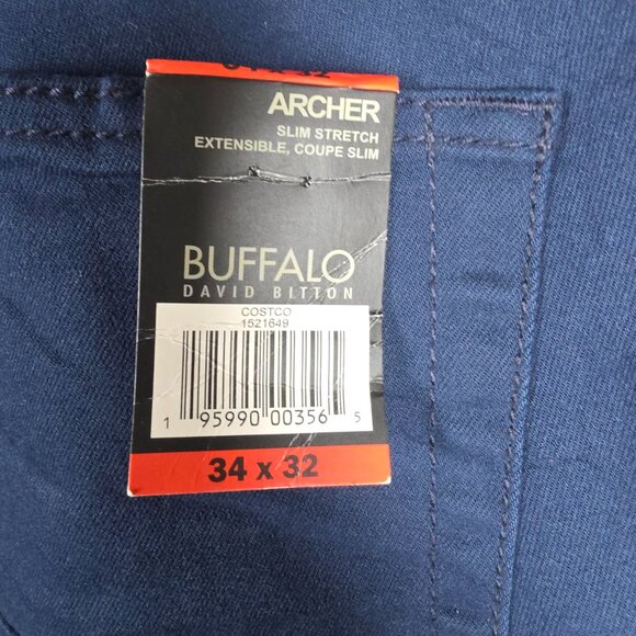 Buffalo David Bitton Pants Mens Size 34x32 Blue Cotton Archer Slim Stretch NWT - Picture 9 of 11
